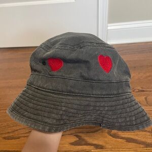 Urban Outfitters gray bucket hat with hearts
